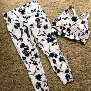 Athleta flower leggings and sports bra set